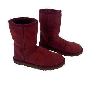 UGG Red Sherpa Lined Ankle Boots Size 6